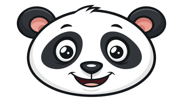 Cute panda face with big eyes and happy expression