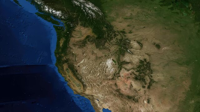 Satellite Map Zoom Animation From World View To Salem Oregon USA