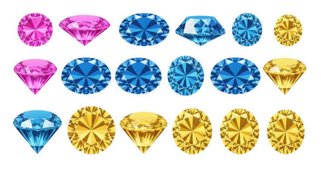 A colorful vector graphic illustration of various diamond shapes and colors
