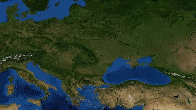 Satellite Zoom Animation From World Map To Zhytomyr Ukraine Location