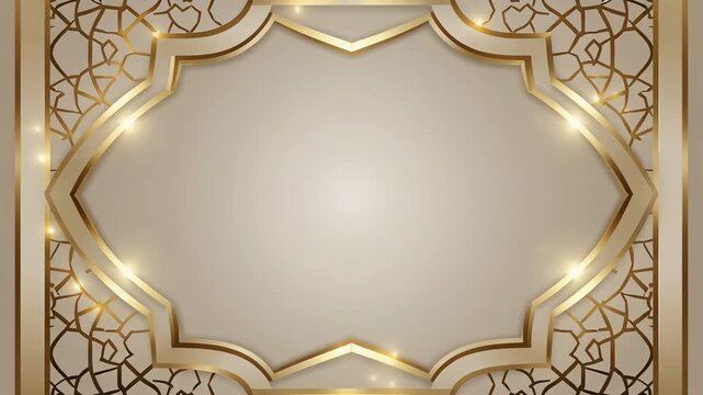 Elegant gold frame with intricate design on beige background