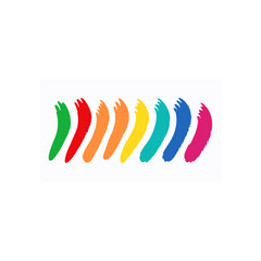 Colorful brush strokes arranged in a row on transparent background