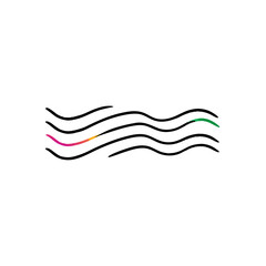 Wavy lines with color accents illustration on transparent background