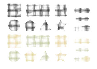 いろいろな形の格子模様の手描きイラスト