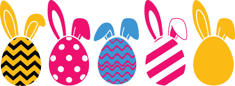Happy easter eggs and bunny ears colorful illustration