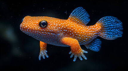 Whimsical orange amphibianfish hybrid floating serenely