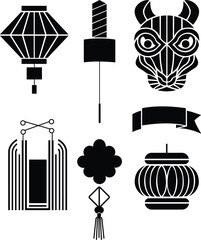 Chinese new year symbol sets silhouette vector