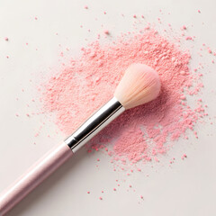 make up beauty and mineral powder concept brush