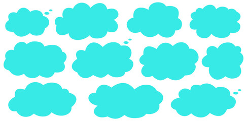 Minimal label in cloud form with fluffy bubble edges, clean shape for speech frame, modern cloud label and fluffy shape design.