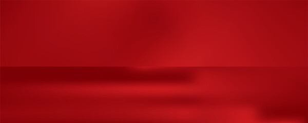 Obraz premium Wall interior background, studio and backdrops show products.with shadow from window color red background for text insertion and presentation product