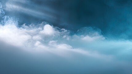 Fototapeta premium Ethereal Mist and Soft Smoke in Mysterious Blue Background for Atmospheric and Dreamy Visuals in Photography, Artistry, and Design Projects