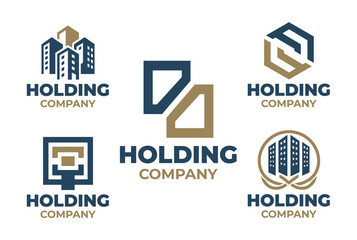Obraz premium 5 Holding Company Logo Set Modern Minimalist Corporate Group Collection