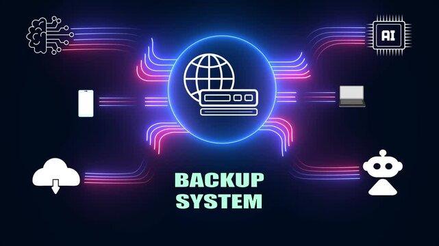 Enterprise data backup system for corporate it management and professional disaster recovery videos