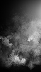 Fototapeta premium Vertical divine light through a dark fog. The rays beam light on the smoke floor. Spotlight on isolated background. Stock illustration.