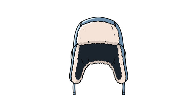 Blue winter ushanka trapper hat with warm white faux fur lining isolated on white background for cold weather and fashion concept.