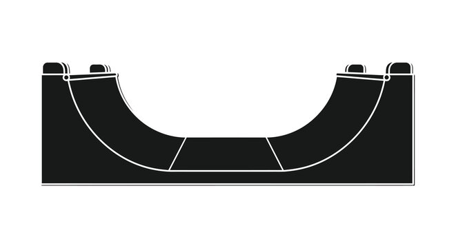 A black silhouette of a u shaped skate ramp ideal for design projects on transparent background silhouette high quality professional detailed modern