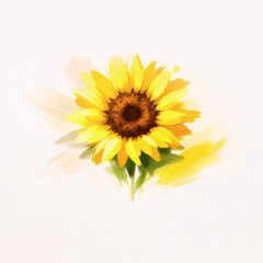 Obraz premium Vibrant watercolor sunflower illustration, yellow floral painting on white background
