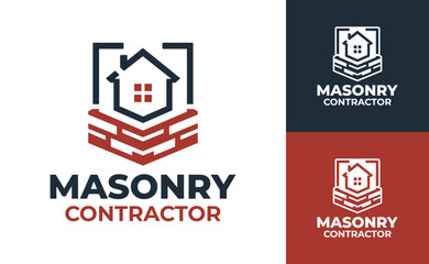 Obraz premium Masonry Contractor Logo Modern Minimalist Structural Identity