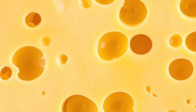 Detailed close-up of Swiss cheese showcasing its iconic holes and smooth texture, ideal for culinary and food-related projects.