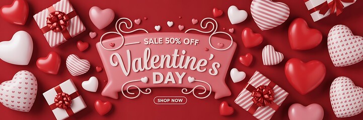 Valentine's day celebration with hearts and sweets