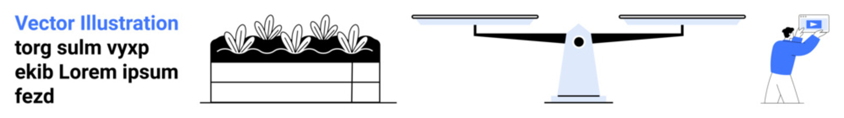 Farming scene showing a drone over crops and a farmer operating a device. Ideal for technology, agriculture, sustainability, innovation, farming, remote monitoring, simple landing page