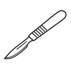 Fototapeta premium Surgical Scalpel Outline Icon 3D Render: Essential medical vector. Clean minimalist line art on dark background for healthcare, hospital, surgery, science, UI/UX, apps, websites, education