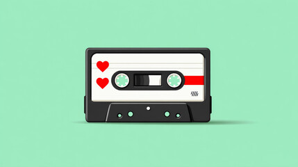 Obraz premium Retro cassette tape with heart icons minimalist design for vintage music lovers