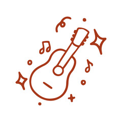 Naklejka premium Acoustic Guitar Instrument with Musical Ornaments