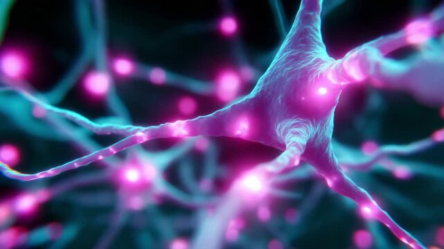 Intricate Neural Connections: A Visual Exploration of Neurons and Synapses with Neon Glow Effects, Capturing the Beauty of Brain Activity and Neural Networks in Action