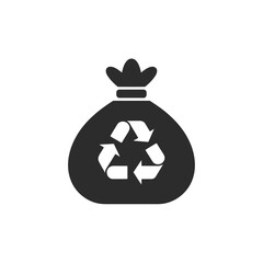 Fototapeta premium A black recycling symbol is prominently displayed on a bag icon