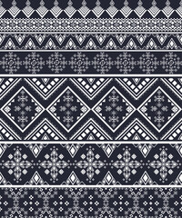 Geometric Ethnic pattern, Native American tribal fabric, tile, carpet, vector, illustration design, on navy blue background,Ideal for textile prints, fabric, fashion, wallpaper, home decor