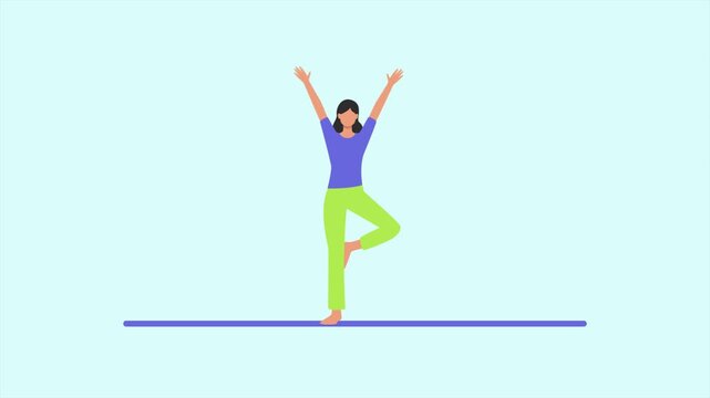 Animated video of goal self-exercise warm-up at home. Sport concept. Full length animation illustration. High quality&nbsp;4k&nbsp;footage