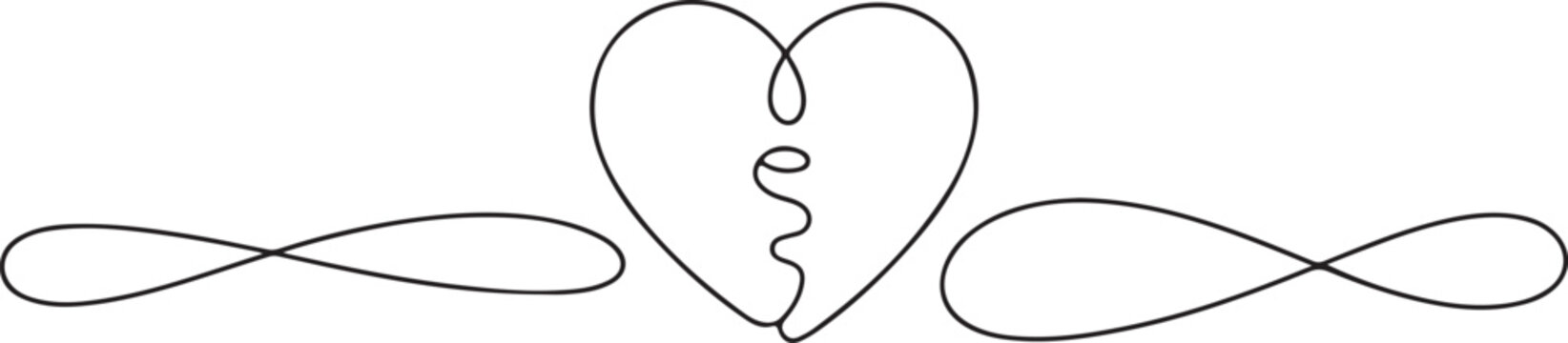 Continuous line or one line art of Broken heart. Sadness. Feeling sorry for broken love. Vector illustration