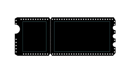 Fototapeta premium Black ticket design with perforated lines and subtle border, ideal for invitations, events, or special offers