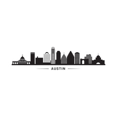 Obraz premium A striking black silhouette of the austin skyline with its prominent buildings