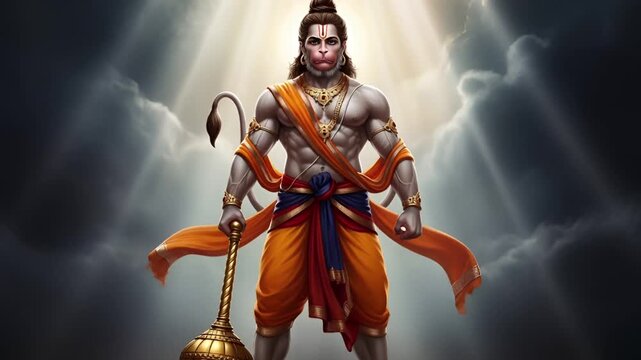 Lord hanuman standing, a revered hindu deity symbolizing devotion and strength