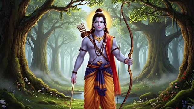 Lord Rama With a Bow and an Arrow
