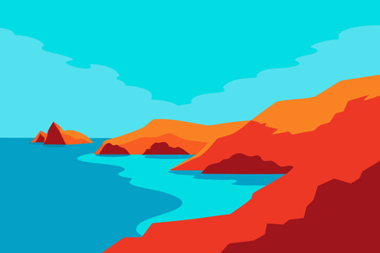 Mochima Coastal Cliffs Tropical Vector