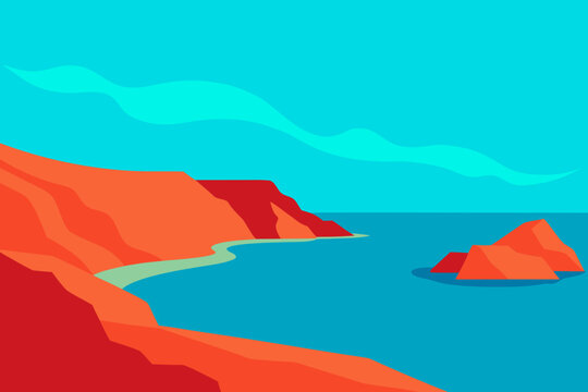 Mochima Coastal Cliffs Tropical Vector