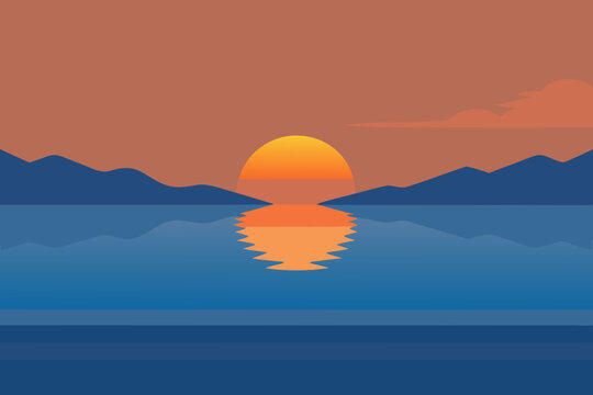 Sunrise over Lake Maracaibo Minimal Vector 