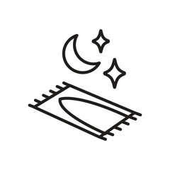 Prayer Mat with Crescent Moon Line Icon © Fairuz