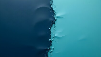 Two-Tone Dark Navy Blue and Teal Paint Gradation on Recycled Cardboard Texture Background Minimal Design Style