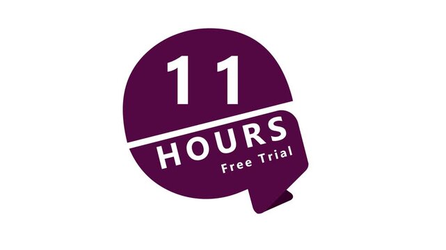 Eleven Hours Free Trial Offer Badge with Purple Speech Bubble 11 hours discount