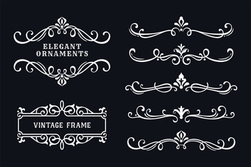 Vintage Border Elements and Flourish Elements Set