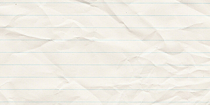 Close-up shot of a crumpled lined paper texture, showcasing creases and wrinkles. The paper's surface is aged and textured, with visible lines and a soft, warm hue