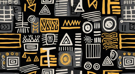 Naklejka premium Modern Tribal Symbols Abstract Seamless Pattern