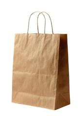 A light brown paper shopping bag with handles