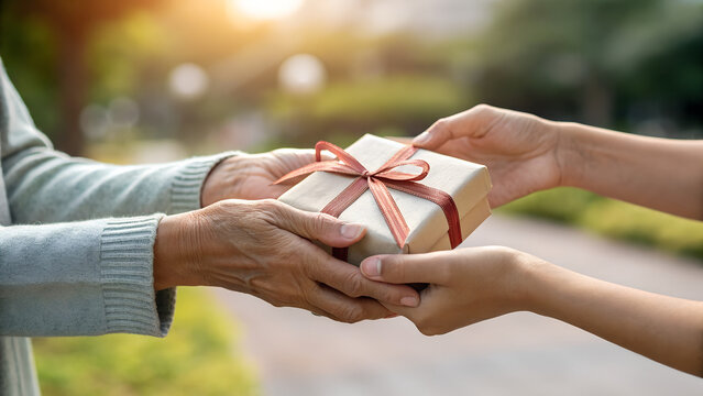man and woman holding surprise gift box