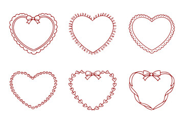Romantic Heart Border Collection Line Art. AI Generative.
