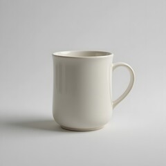 Fototapeta premium A sleek white ceramic mug with a simple handle and smooth finish. canecas 